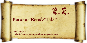 Mencer Renátó névjegykártya
